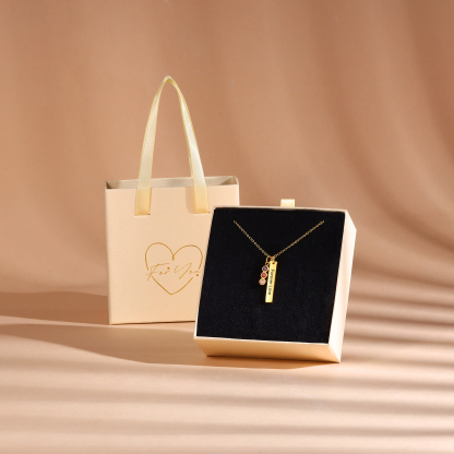 Collar con colgante de placa con 1-6 piedras de nacimiento personalizadas con texto-Jessemade ES