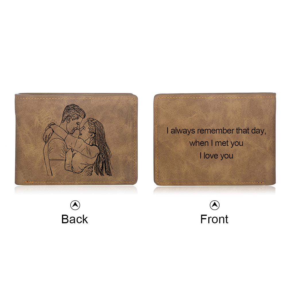 Cartera, billetera con 1 foto y 3 textos personalizados, monedero clásico para hombre