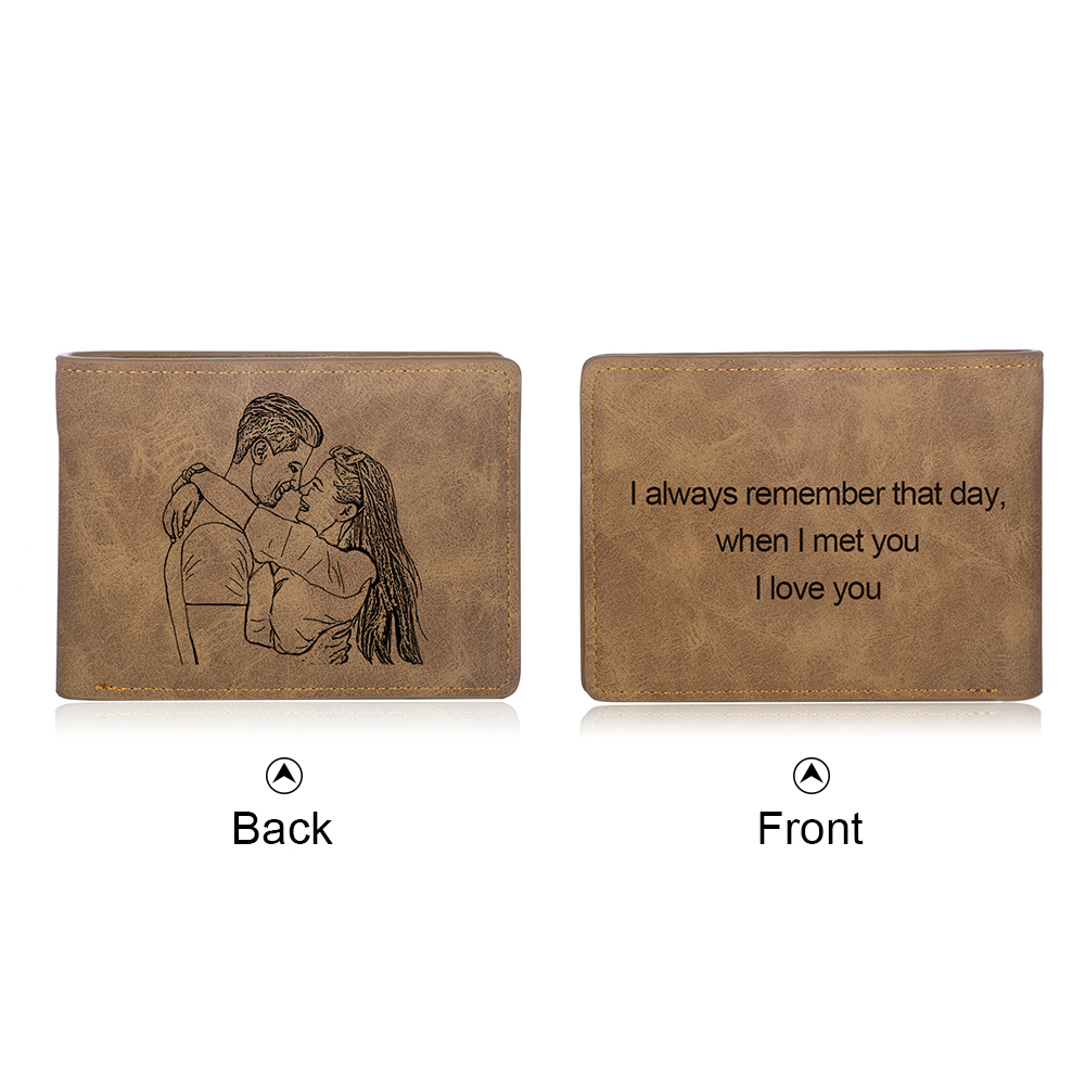 Cartera, billetera con 1 foto y 3 textos personalizados, monedero clásico para hombre