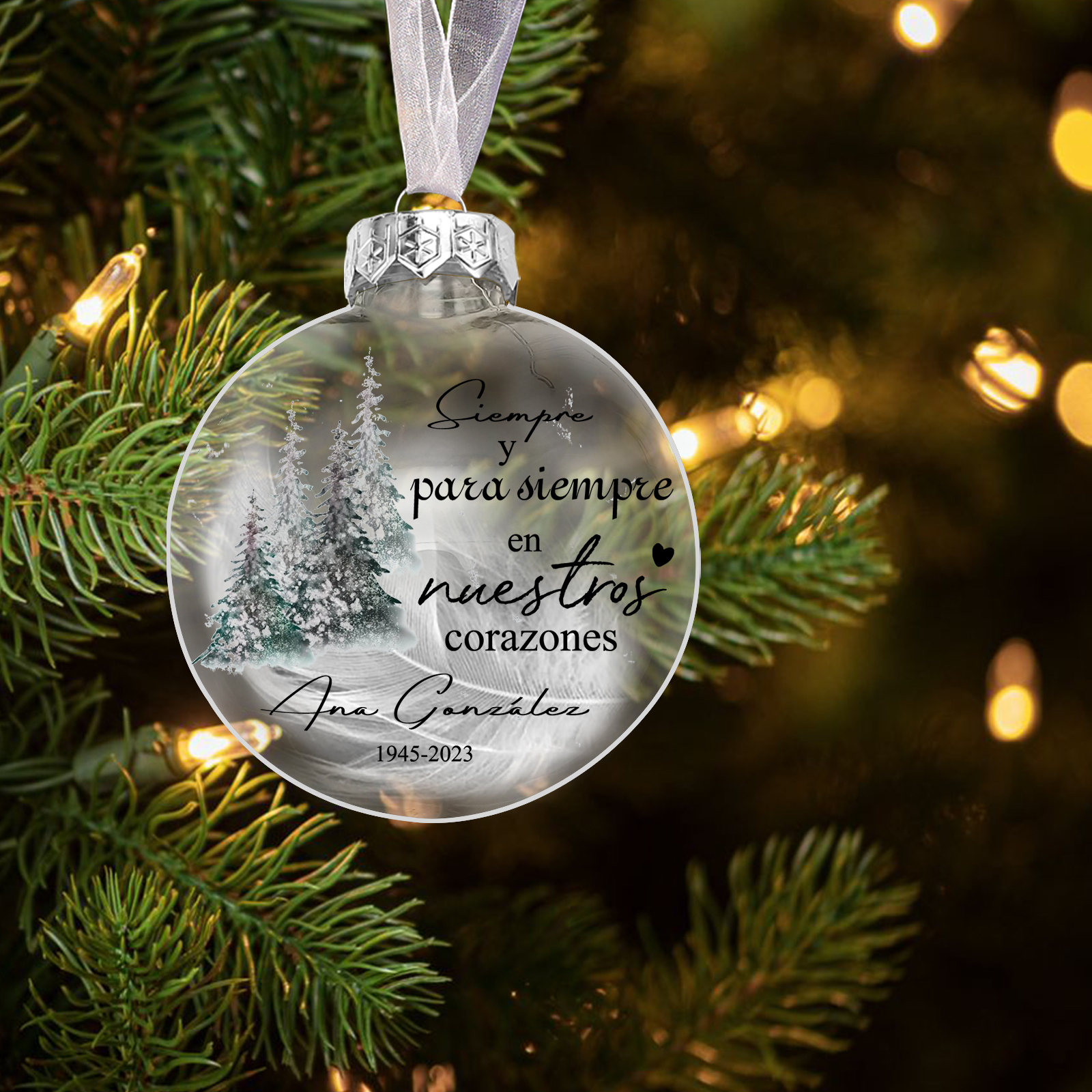 Bola navideña conmemorativa Adorno de Navidad 2 textos personalizados con pluma -Jessemade ES