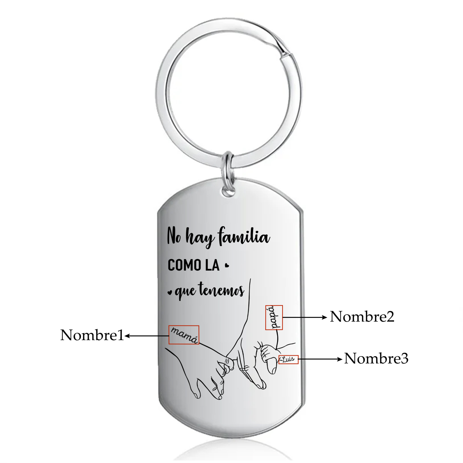 A familia-Llavero Personalizado MANOS COGIDAS 2-6 Nombres-Jessemade ES