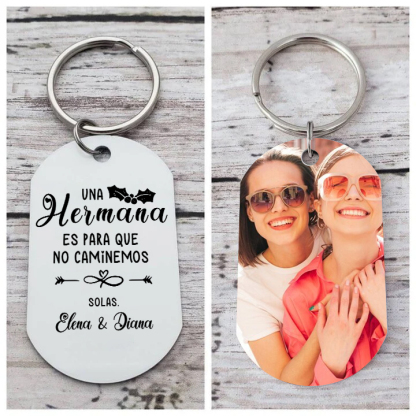 A mi hermana - Llavero con 2 nombres personalizados con foto-Jessemade ES