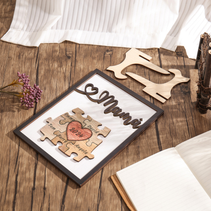 A mi mamá-Adorno 2-6 nombres y año personalizados decoración de madera rompecabezas-Jessemade ES