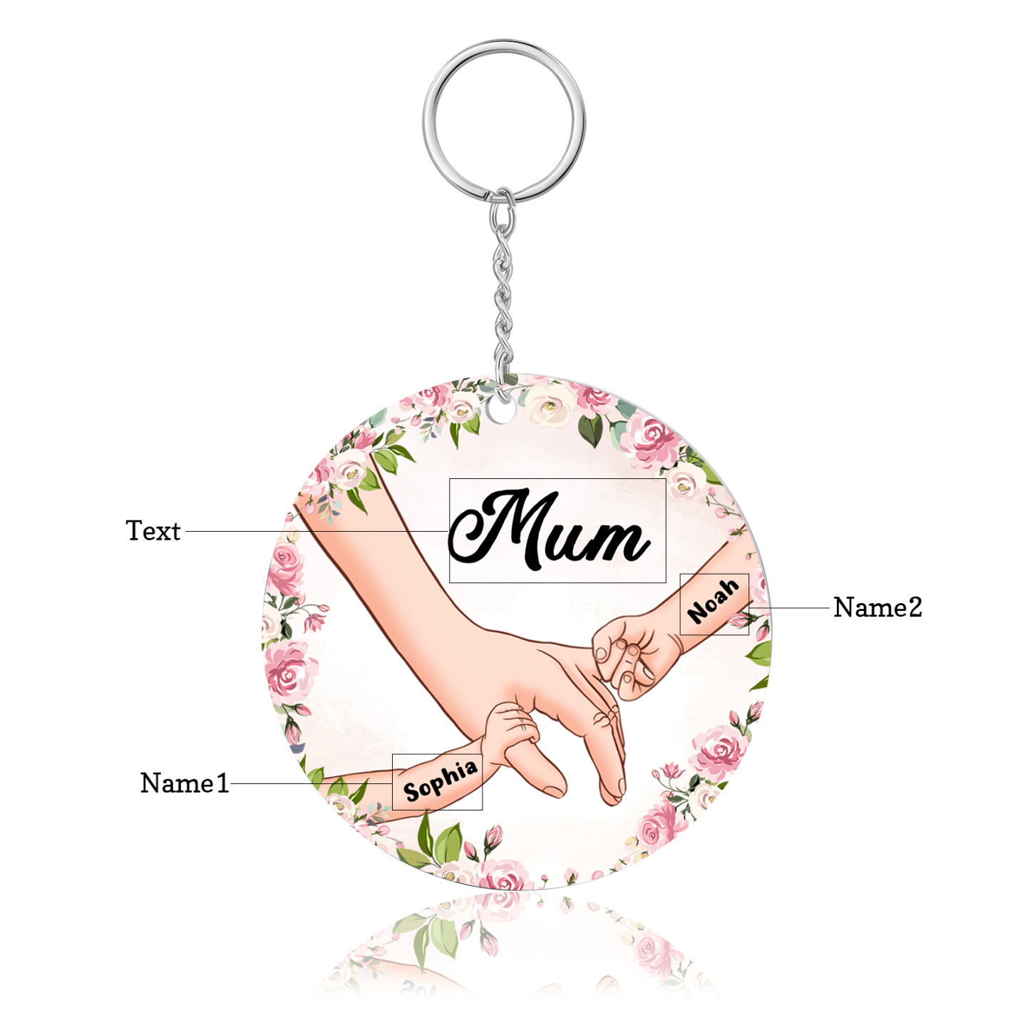 A mi mamá/abuela - Llavero/Colgante 1-6 Nombres y 1 Texto Personalizados de Acrílico-Jessemade ES