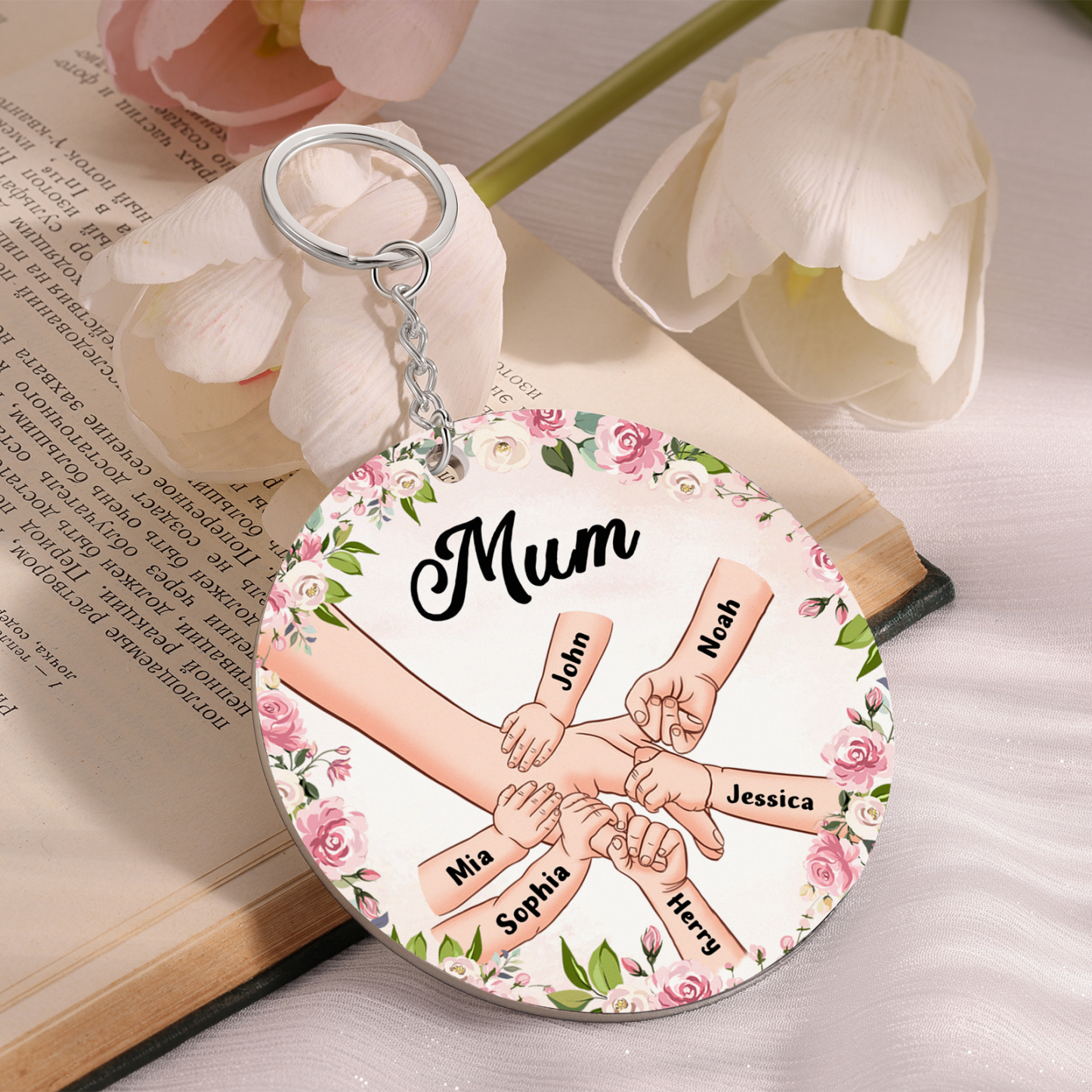 A mi mamá/abuela - Llavero/Colgante 1-6 Nombres y 1 Texto Personalizados de Acrílico-Jessemade ES