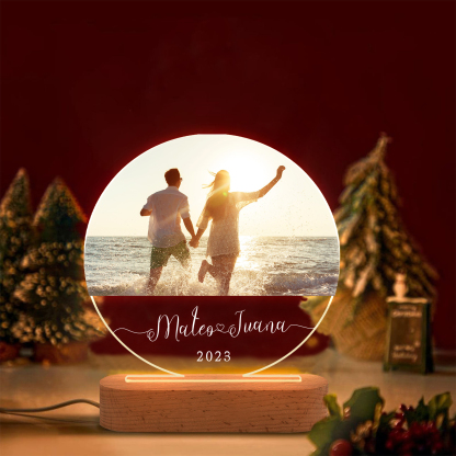 Lámpara para pareja 3D Ilusión Luz de Noche LED 2 nombres, año y foto personalizados -Jessemade ES