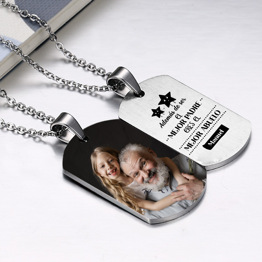 A MI ABUELO-Collar de placa personalizada con nombre y foto-Jessemade ES