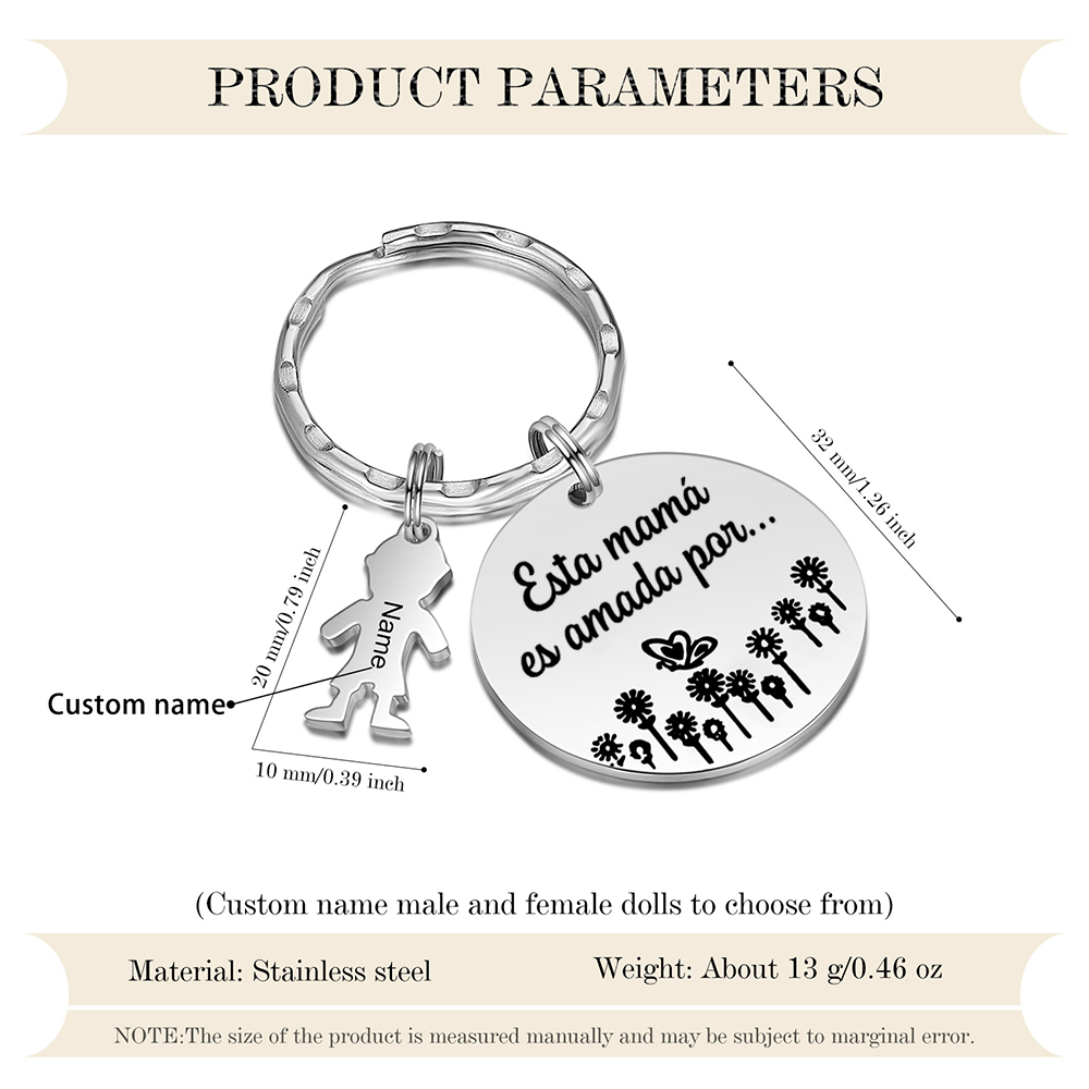 A mi mamá - Llavero con 1 nombre personalizado en "niño"-Jessemade ES
