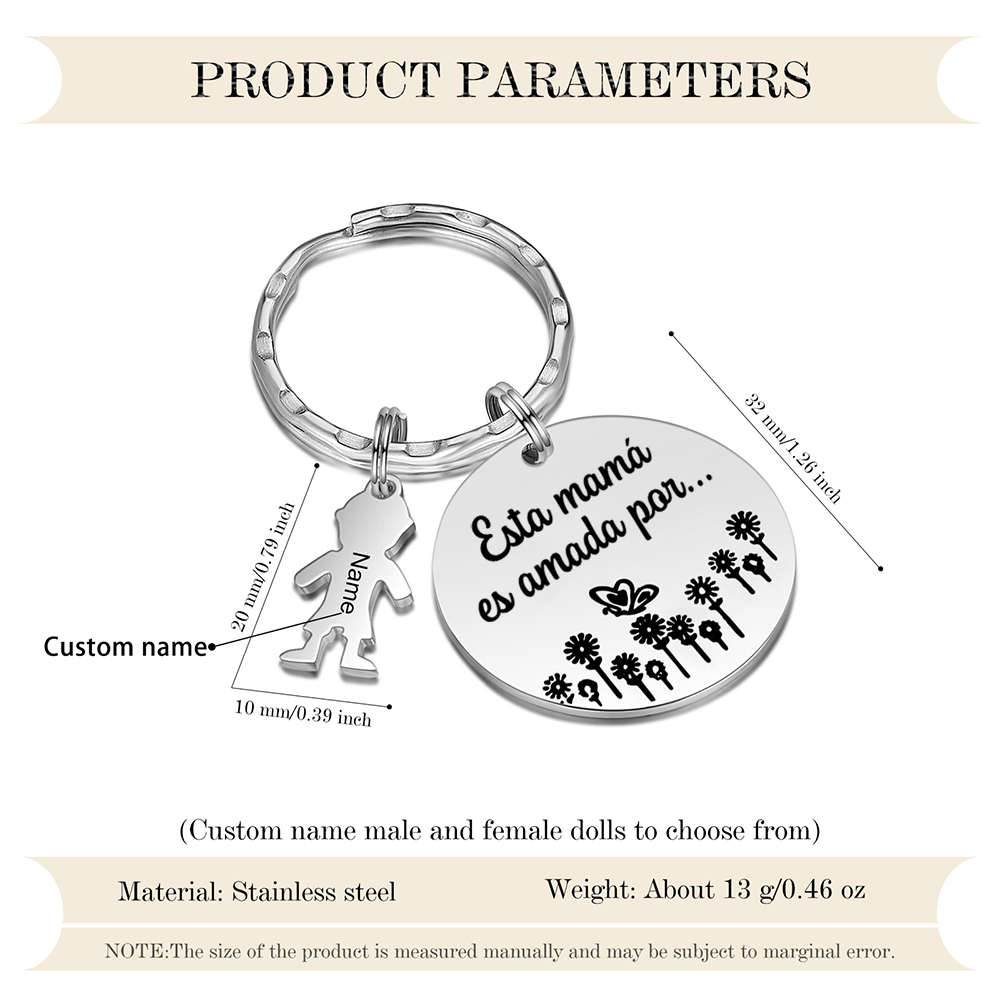 A mi mamá - Llavero con 1 nombre personalizado en "niño"-Jessemade ES