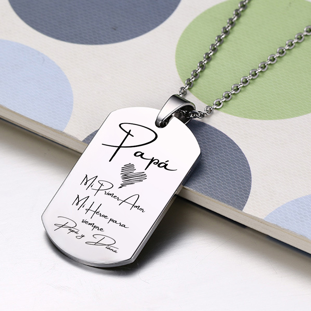 A MI PAPÁ-Collar de placa personalizada con texto y foto-Jessemade ES