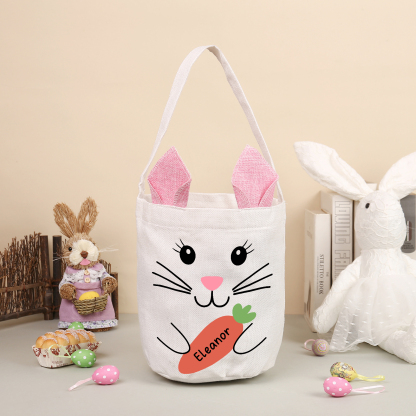 Pascua-Bolsa de conejo con 1 nombre personalizado-Jessemade ES