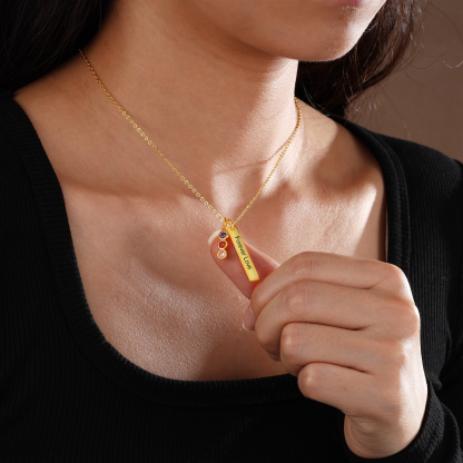 Collar con colgante de placa con 1-6 piedras de nacimiento personalizadas con texto-Jessemade ES