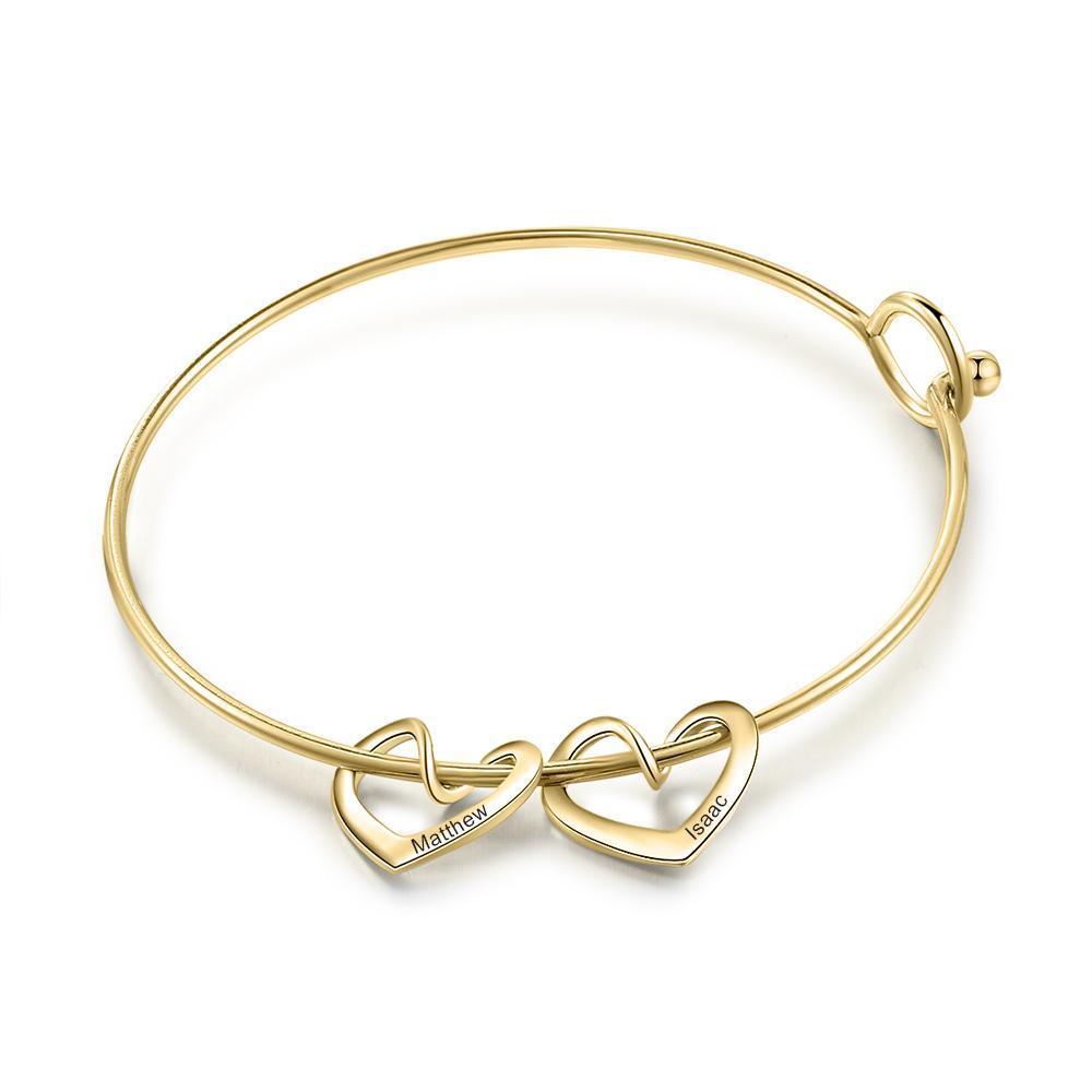 Pulsera con 2 nombres personalizados en 2 dijes de corazón-Jessemade ES