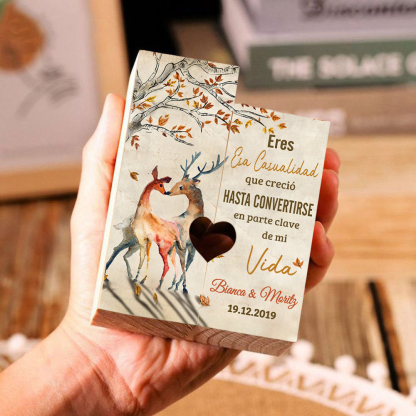 Candelero para pareja de madera de dos piezas sin candela con texto y fecha personalizados-Jessemade ES