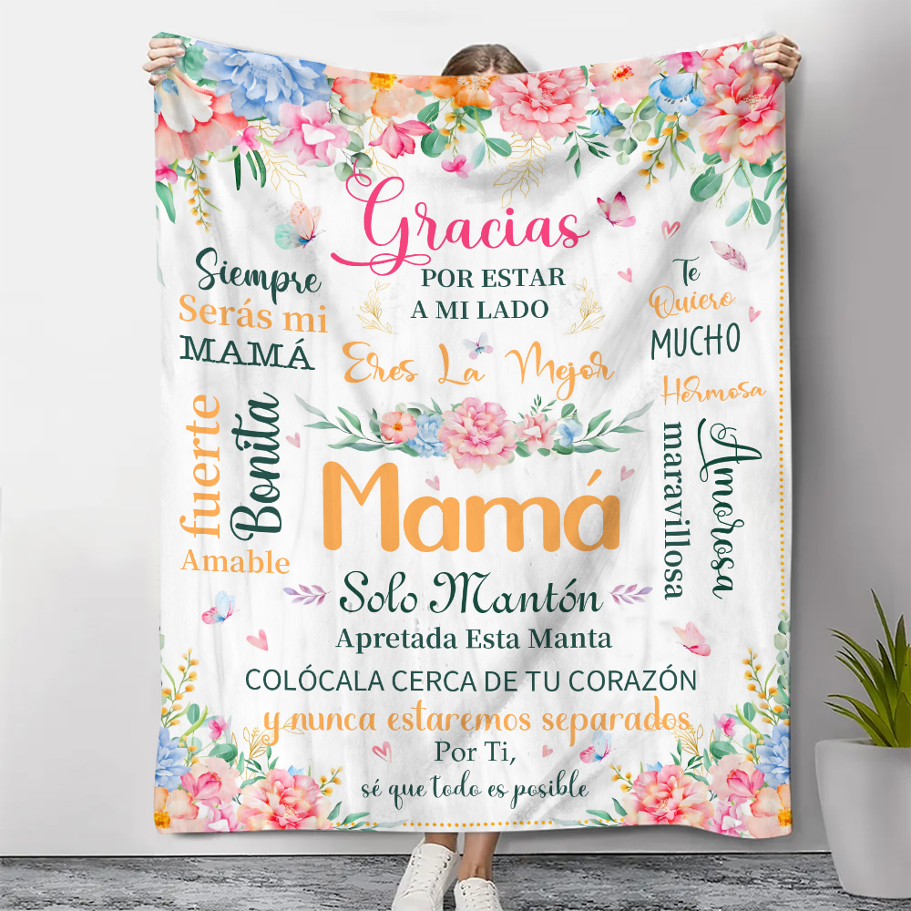 A mi mamá-Manta de buen calidad con frase amoroso-Jessemade ES