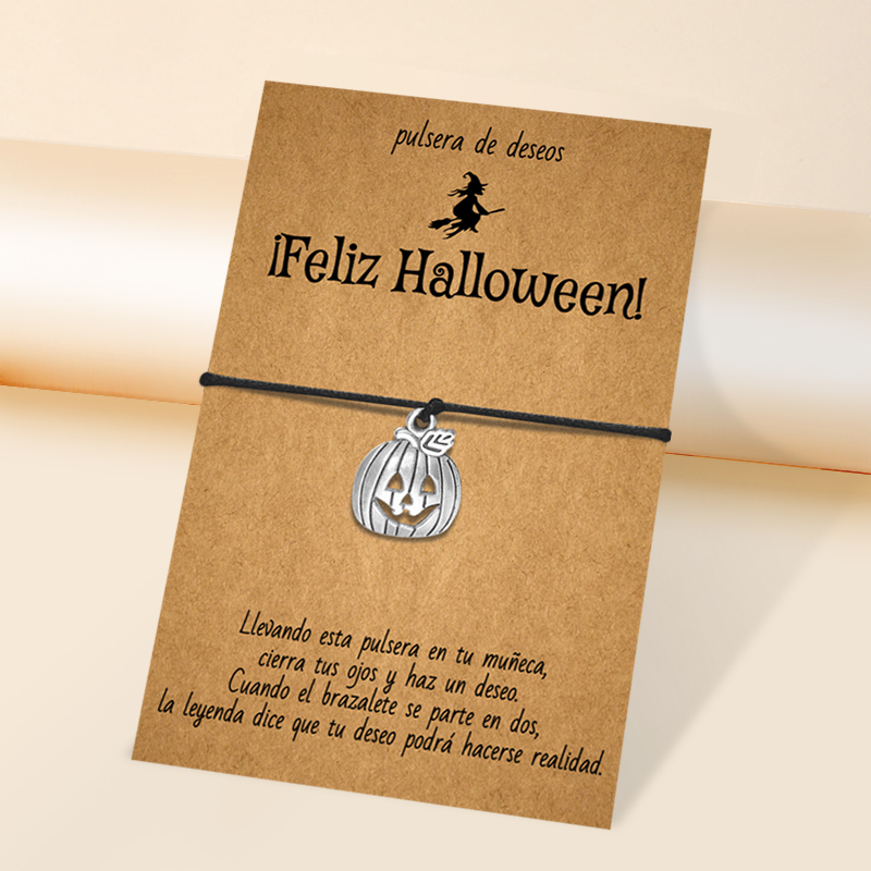 Pulsera de deseos-Unidad de pulsera y tarjeta de calabaza🎃 ¡Feliz Halloween!-Jessemade ES