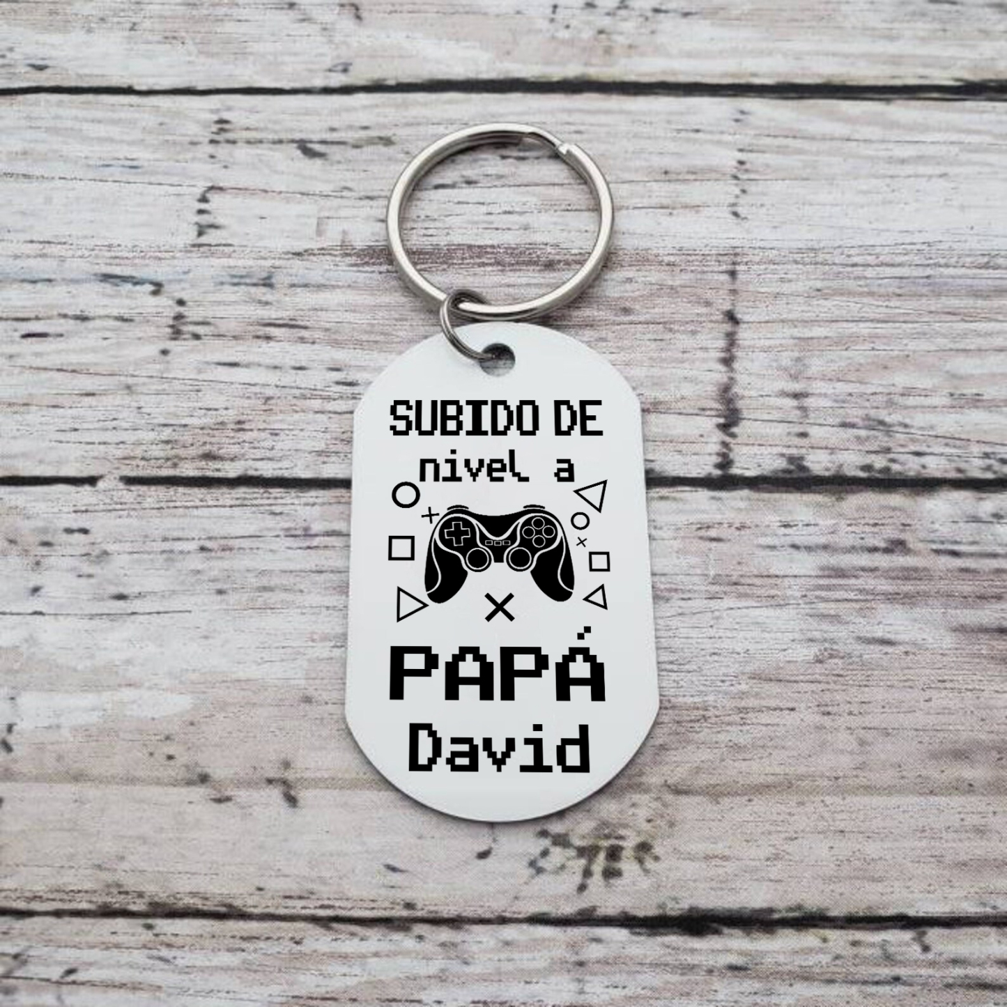 A mi papá-Llavero Personalizado SUBIDO DE NIVEL A PAPÁ 2 Nombres-Jessemade ES