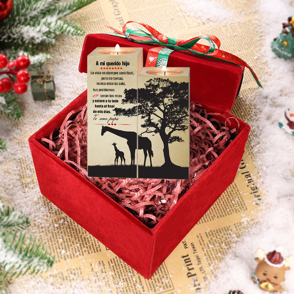 Regalo de Navidad-Candelero de dos piezas para hijo de papá de madera de dos piezas sin candela