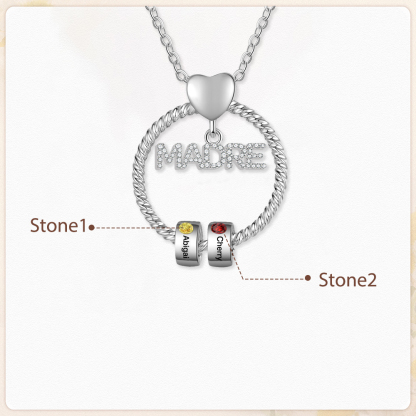 Collar con colgante de "MADRE" con 2 nombres y 2 piedras de nacimiento personalizados | Jessemade-Jessemade ES