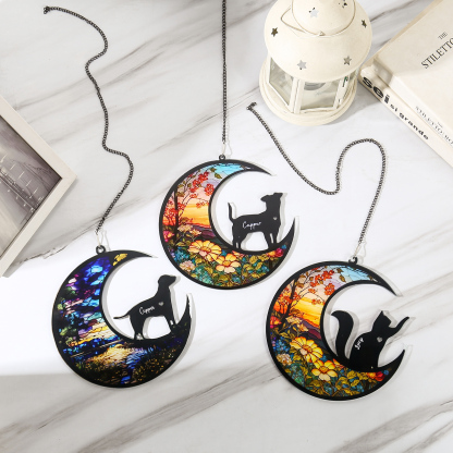 Navidad-Silueta de Perro o Gato Ornamento Navideño 1 nombre personalizado