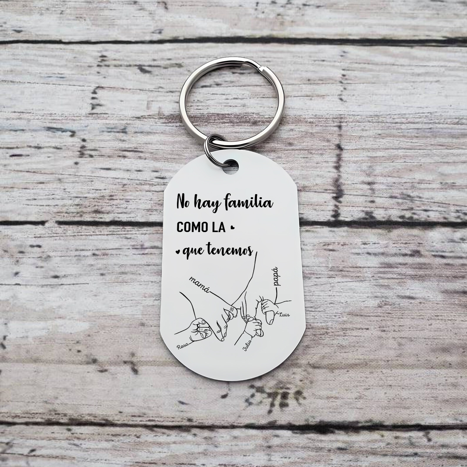 A familia-Llavero Personalizado MANOS COGIDAS 2-6 Nombres-Jessemade ES