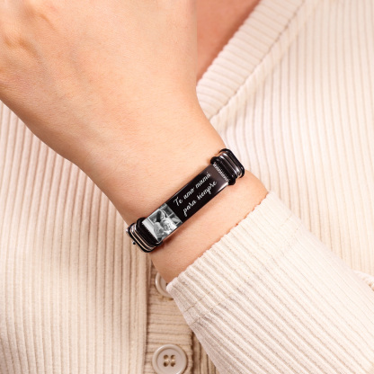 A mi papá-Pulsera de cadena personalizada con 2 textos y 1 foto-Jessemade ES