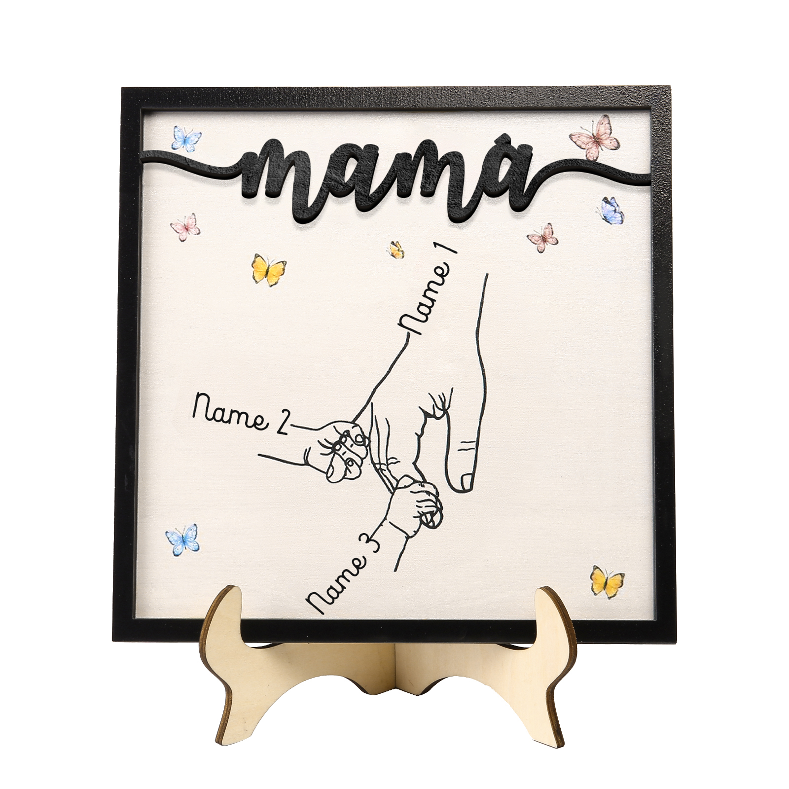 A mi mamá-Adorno 2-7 nombres personalizados decoración de madera mano con manitos-Jessemade ES