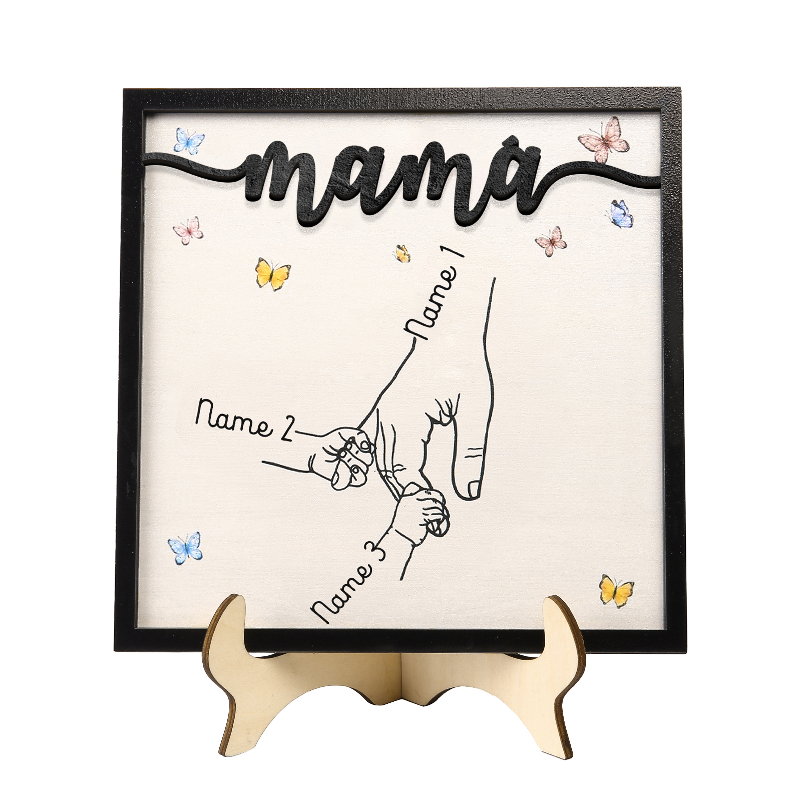 A mi mamá-Adorno 2-7 nombres personalizados decoración de madera mano con manitos-Jessemade ES