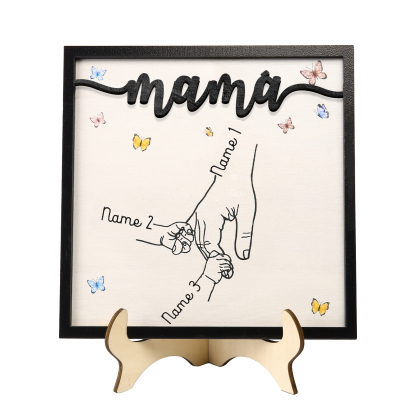 A mi mamá-Adorno 2-7 nombres personalizados decoración de madera mano con manitos-Jessemade ES