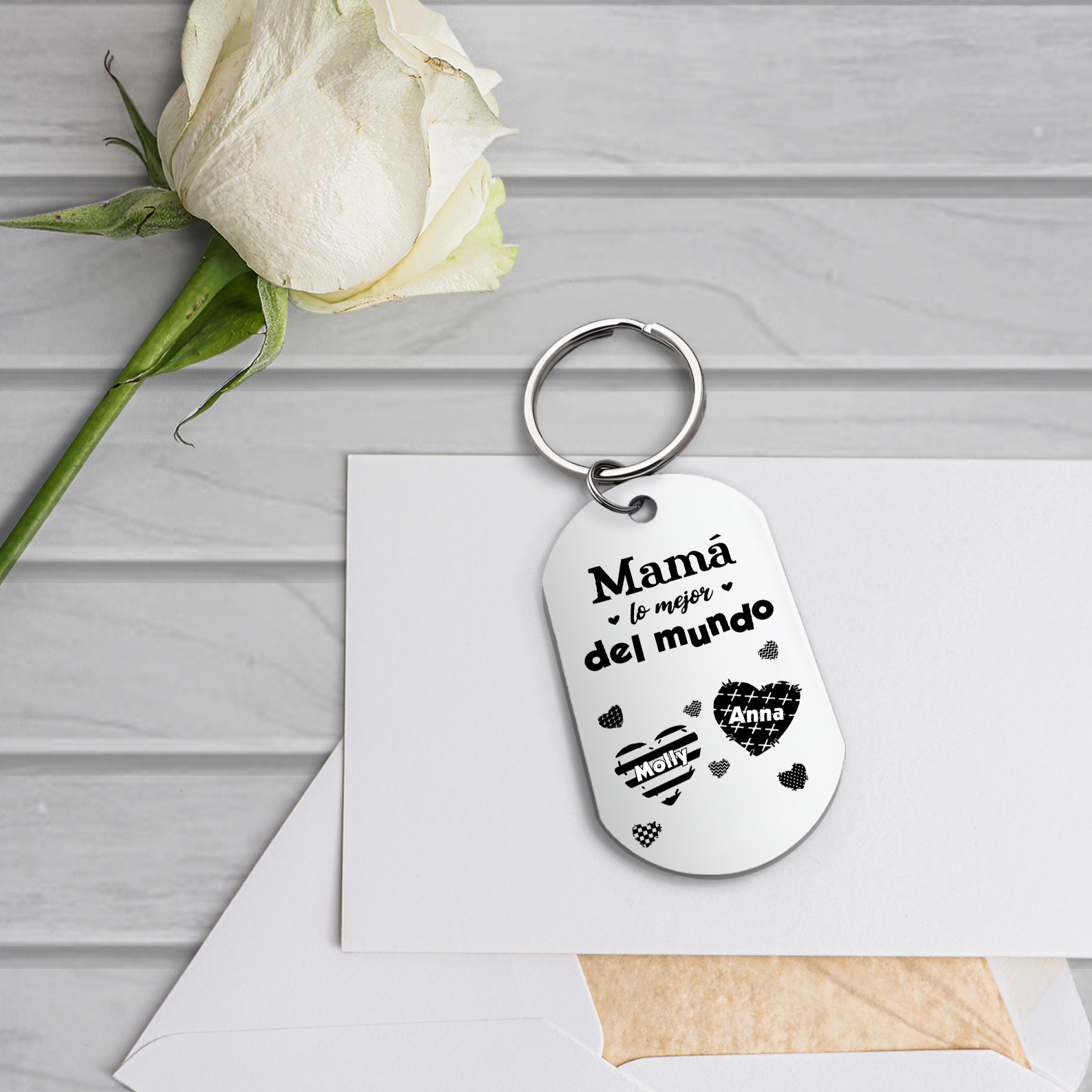 A mi mamá-Llavero 1-6 Nombres Personalizados CORAZONES-Jessemade ES
