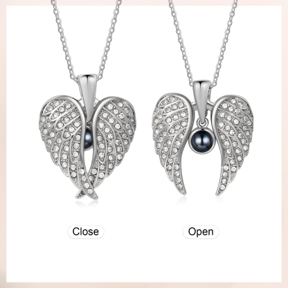 Collar de alas de ángel abiertas personalizado con 1 foto en proyección-Jessemade ES