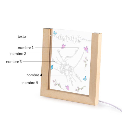 A mi mamá/abuela-Lámpara Personalizada con 2-6 Nombres y Texto "mano y manitas" 3D Ilusión Luz de Noche-Jessemade ES
