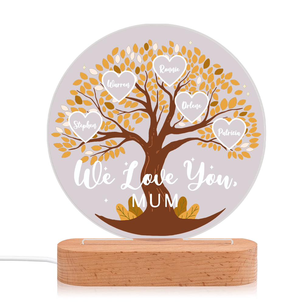 Lámpara de noche LED Árbol de la Vida 5 nombres y 1 texto personalizados-Jessemade ES
