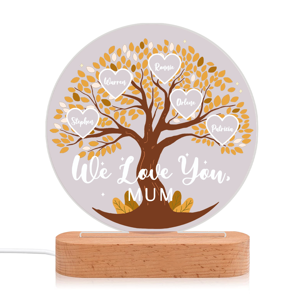 Lámpara de noche LED Árbol de la Vida 5 nombres y 1 texto personalizados-Jessemade ES