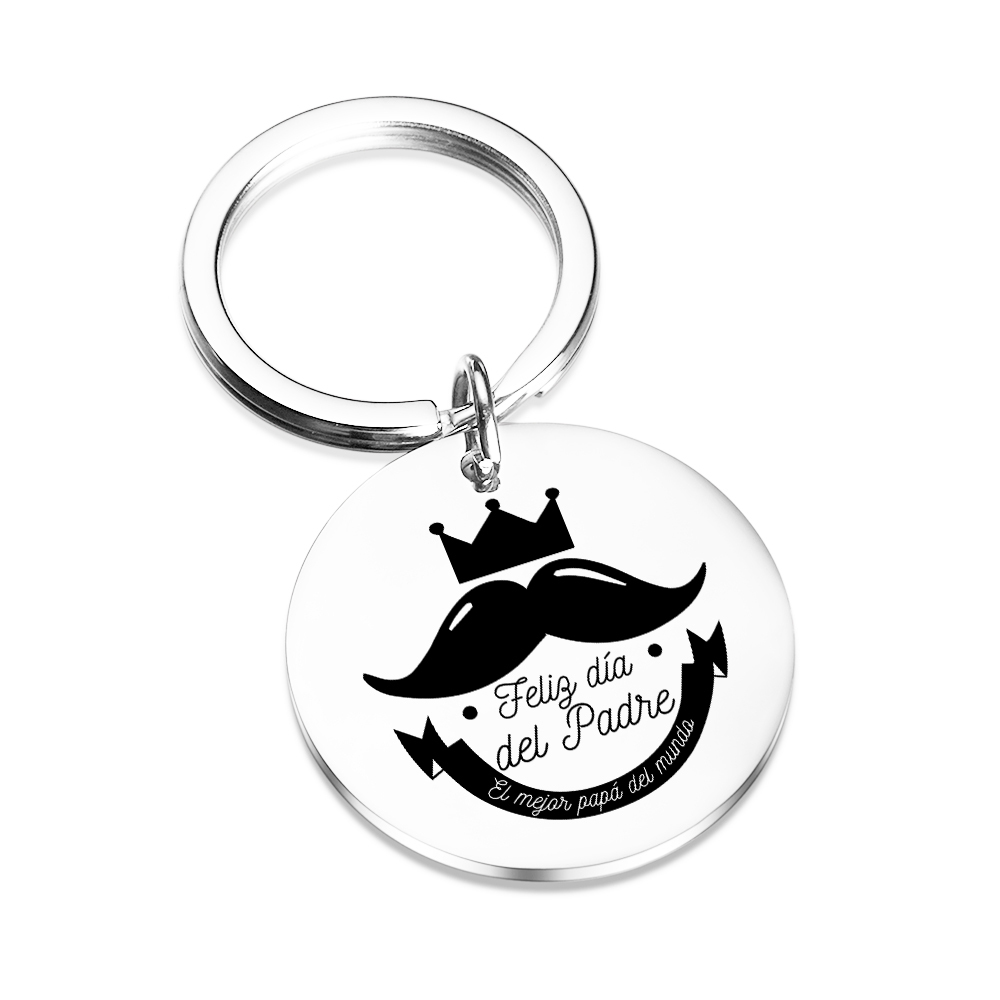 A mi papá-Llavero de placa redonda "Feliz Día del Padre"-Jessemade ES