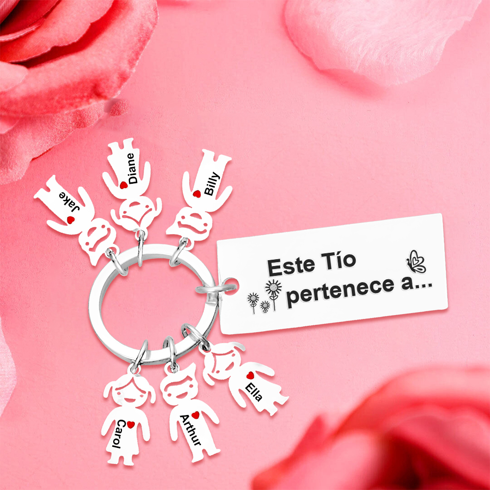 A mi tío - Llavero con 1-6 nombres personalizados en "niños" "Este Tío pertenece a..."-Jessemade ES