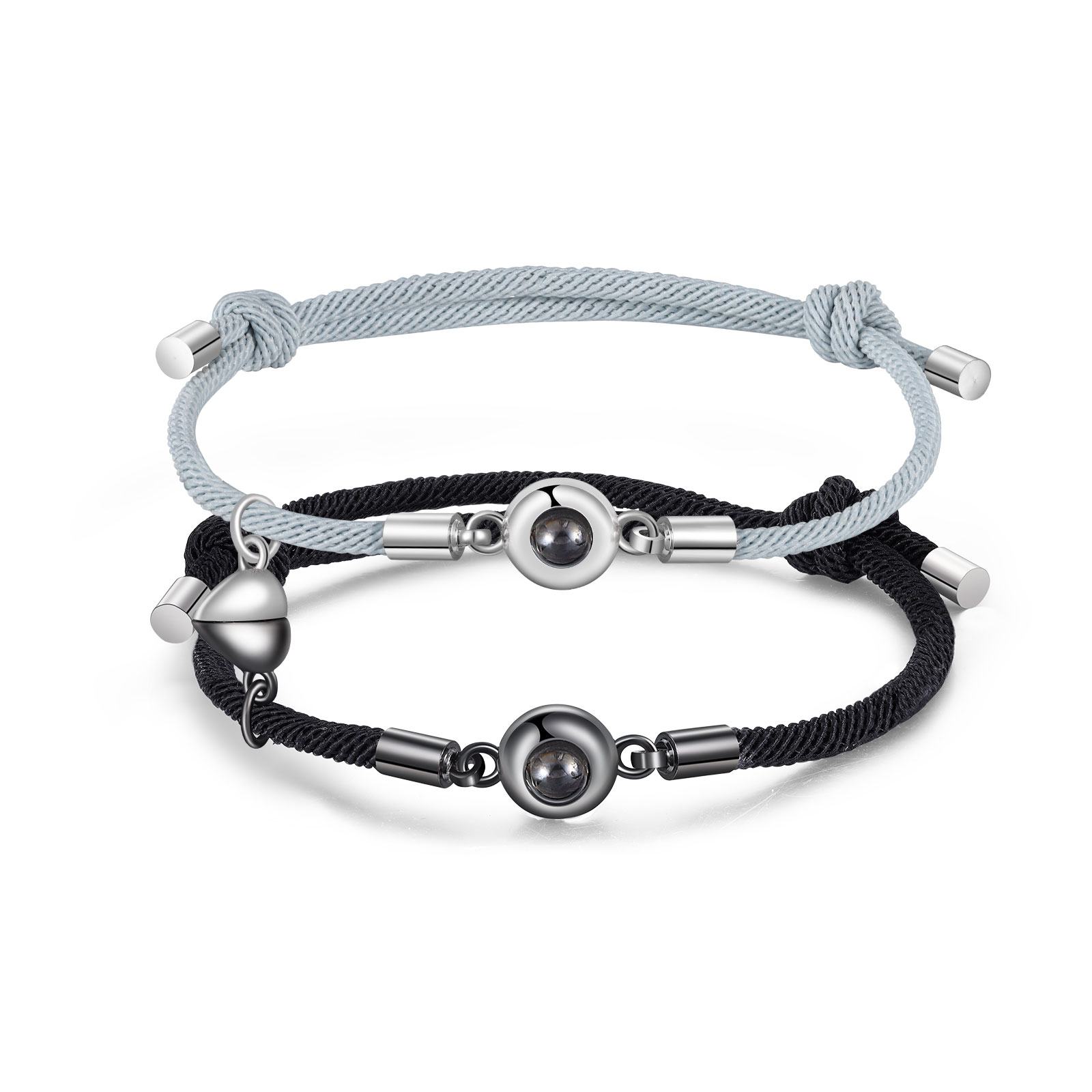 Pulsera para pareja con proyección de foto con dije de corazón magnético-Jessemade ES