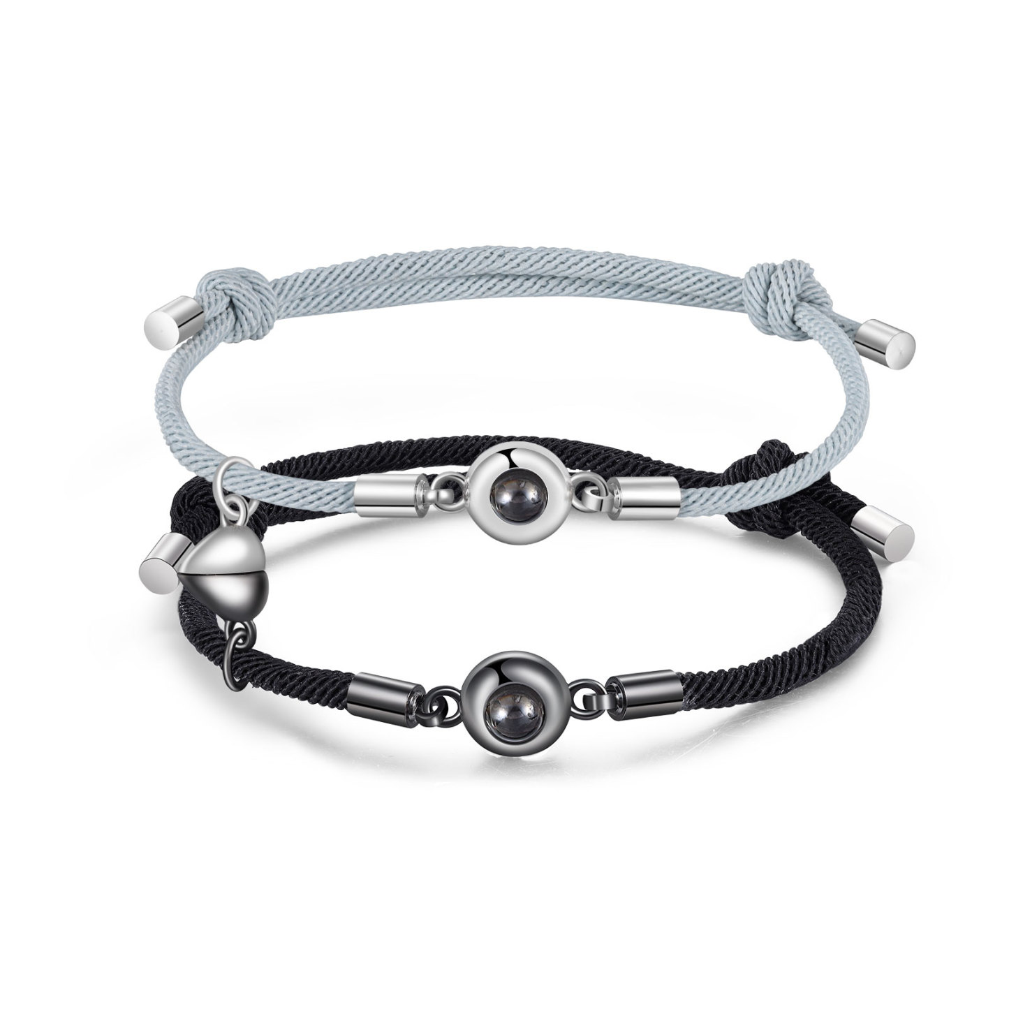 Pulsera para pareja con proyección de foto con dije de corazón magnético-Jessemade ES