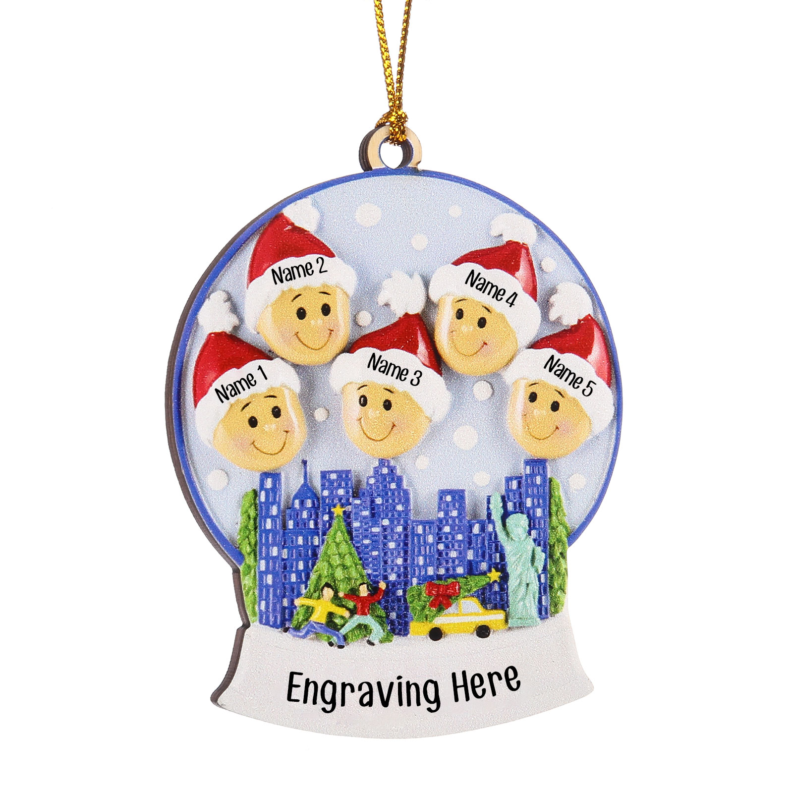 Navidad-Ornamentos Navideños de Madera Bola de cristal 5 Nombres con Texto Personalizados