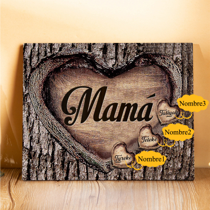A mi mamá-Lámina marco de madera para mamá personalizado con 3 nombres-Jessemade ES