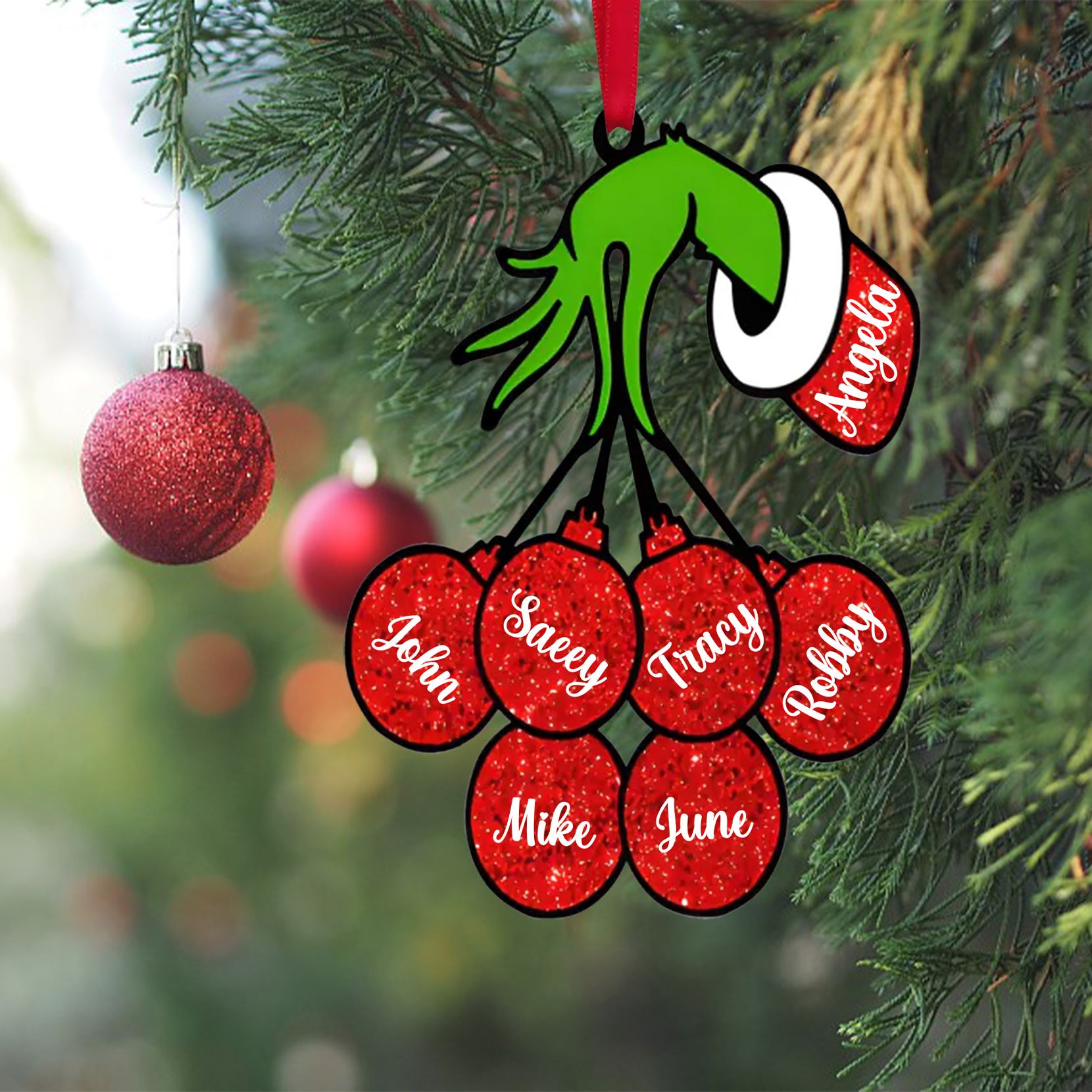 Navidad-Ornamento navideño de madera mano mágica con 7 nombres personalizados