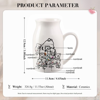 Florero de cerámica mamaosa y sus bebés 2-8 nombres personalizados con texto decoración del hogar-Jessemade ES