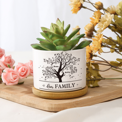 Florero con base de cerámica árbol de corazones 2-8 nombres personalizados con texto decoración del hogar-Jessemade ES