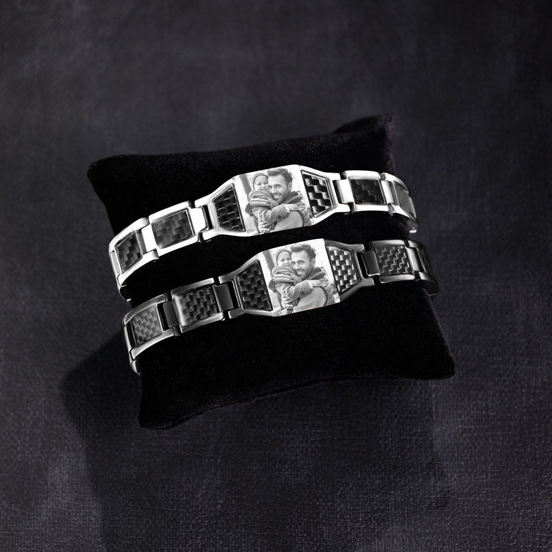 Pulsera magnética para hombre con 1 foto personalizada