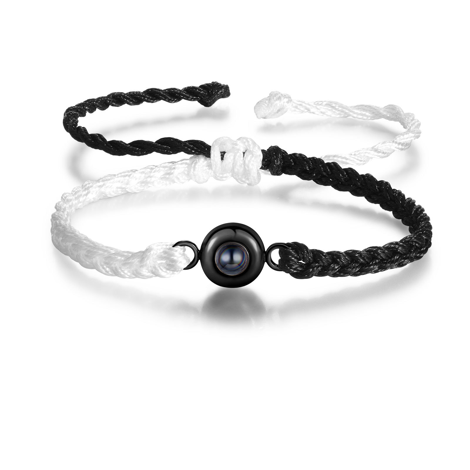 Pulsera de cuerda con proyección de foto en color con dije circular pulsera ajustable-Jessemade ES