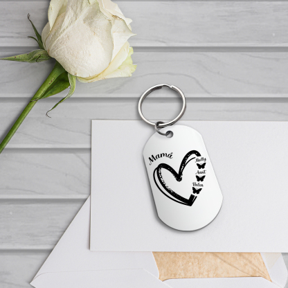 A mi mamá-Llavero 1-6 Nombres Personalizados CORAZÓN Y MARIPOSAS-Jessemade ES