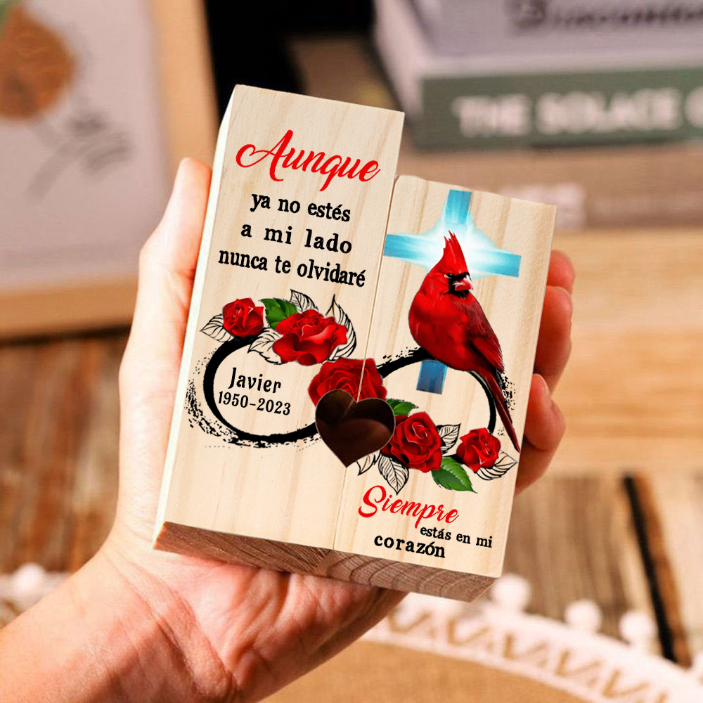 Candelero de dos piezas en memoria de ser querido de madera nombre y año personalizados sin vela-Jessemade ES