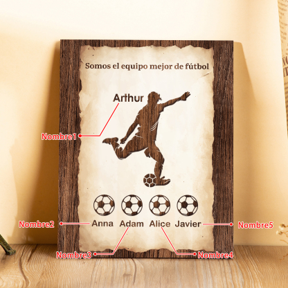 A mi papá - Lámina 2-7 nombres personalizados marco de madera equipo de fútbol-Jessemade ES