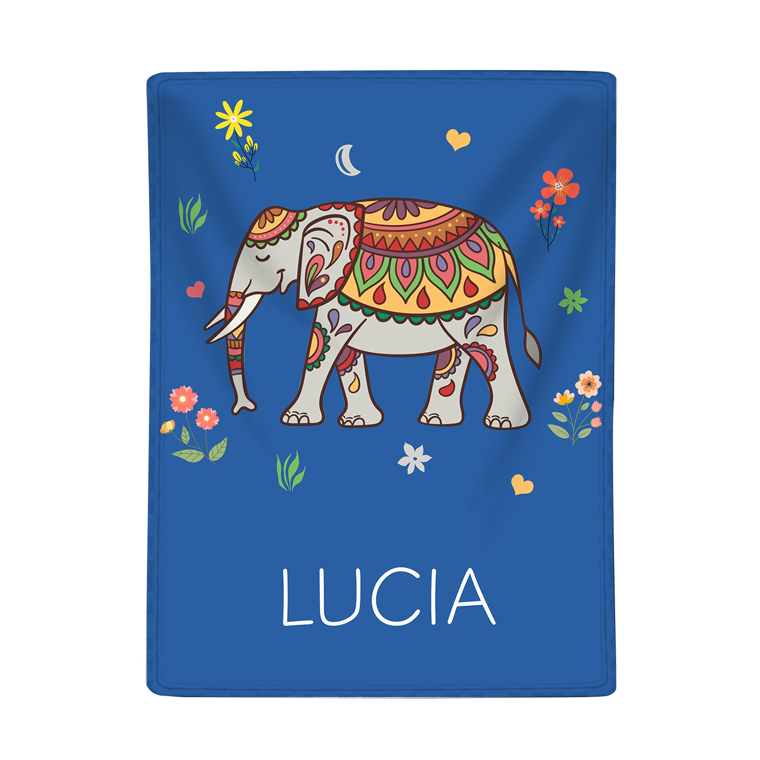 Manta de buen calidad con Elefante personalizada con 1 nombre-Jessemade ES