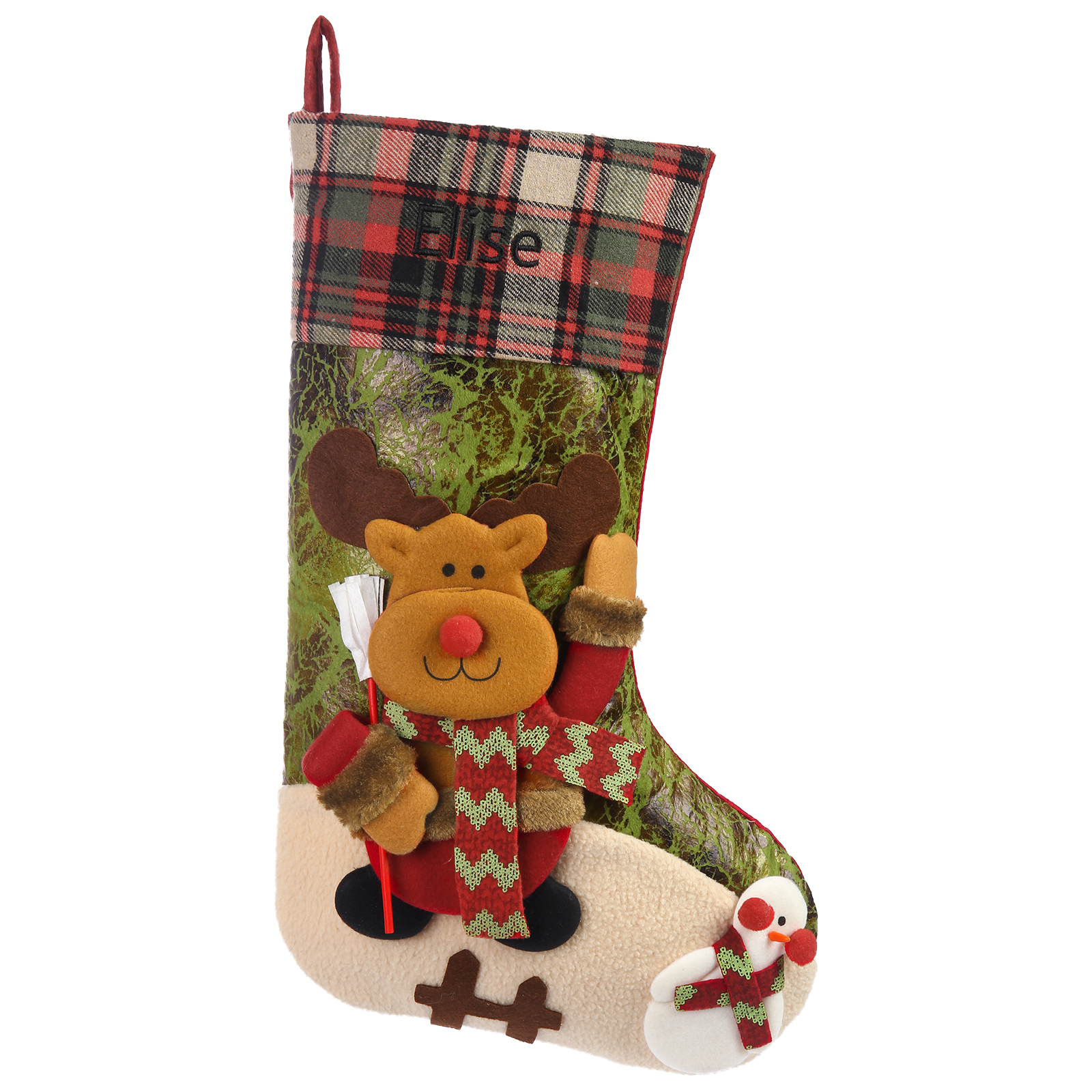 Adornos de medias navideñas con muñeco Bolsa de regalo 1 Nombre personalizado-Jessemade ES